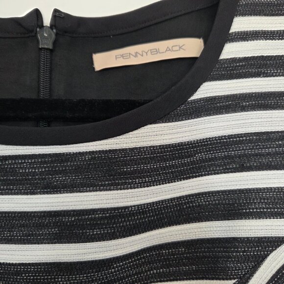 PENNYBLACK knee length sleeveless striped black and white dress. Size 4 - Picture 2 of 11